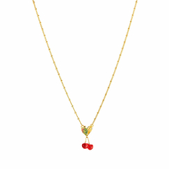 Cherries and Leaves Pendant Necklace - Les Néréides