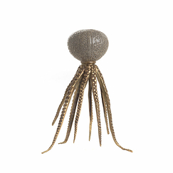 Bronze and porcelain painted shagreen Candleholder Octopus - Small