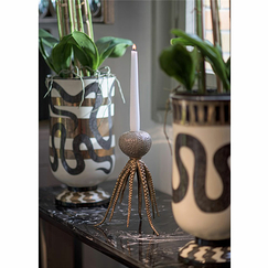 Bronze and porcelain painted shagreen Candleholder Octopus - Small
