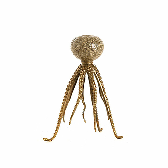 Bougeoir en porcelaine imitation galuchat / Or Poulpe - Petit modèle