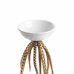 Porcelain Candleholder Octopus Bronze White - Small