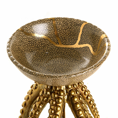 Porcelain Candleholder Octopus Bronze Black Gold