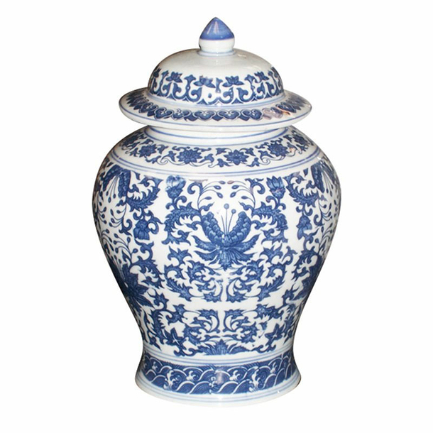 Temple Jar Lotus Blue/white