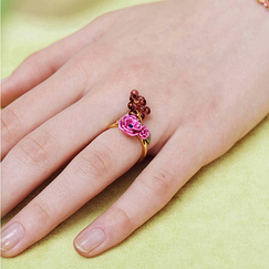 Bague cocktail Fleur de pavot violet et Grappe de raisin - Les Néréides