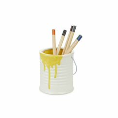 Pot à crayons en céramique Peinture jaune - Balvi