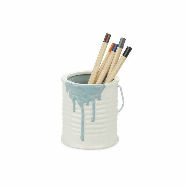 Pot à crayons en céramique Peinture bleue - Balvi