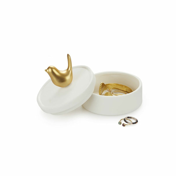 Ceramic Jewellery Box Birdie golden - Balvi