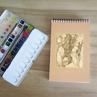 Sketchbook / Pad of 30 sheets Bartolomeo Passerotti - Two female torsos after the antique, a mask in the middle