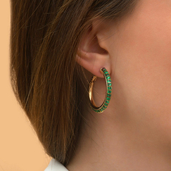Boucles d'oreilles créoles Ninon Vert - Satellite Paris