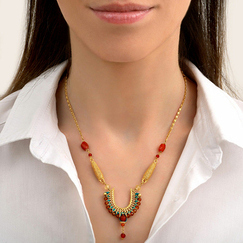 Collier pendentif Silma Orange - Satellite Paris