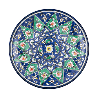 Ceramic Dish Star Cobalt blue / turquoise - Ø 30cm - La maison Ottomane