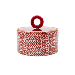 Ceramic Box Red/White - Ø 13cm - La maison Ottomane