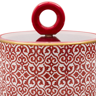 Boîte en céramique Rouge/Blanc - Ø 13cm - La maison Ottomane