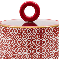 Boîte en céramique Rouge/Blanc - Ø 13cm - La maison Ottomane