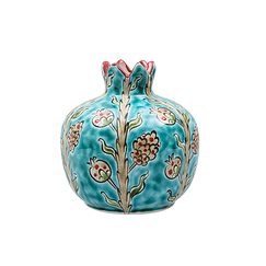 Vase Grenade sur branche Moyen modèle Turquoise - 10cm - La maison Ottomane