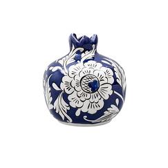 Vase Grenade Moyen modèle Fleur Bleu/Blanc - 10cm - La maison Ottomane