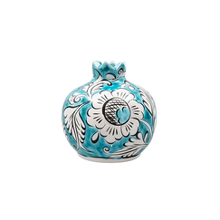 Vase Grenade Petit modèle Turquoise/blanc - 8,5cm - La maison Ottomane