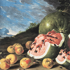 Sac Luis Egidio Meléndez - Nature morte avec pastèques et pommes - 41 x 35 cm