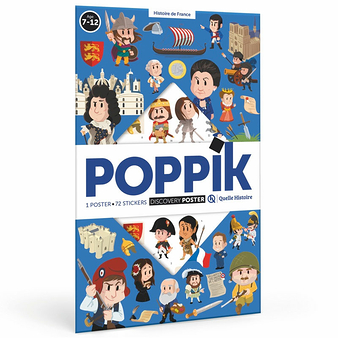 Poster pédagogique Histoire de France + 72 stickers - Poppik