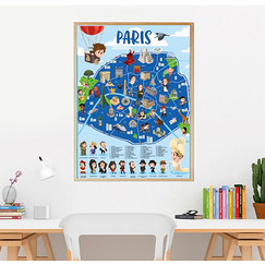 Poster pédagogique Paris + 53 stickers - Poppik
