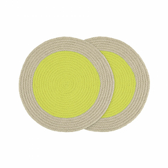 Set of 2 Placemats Lime Ø 38 cm