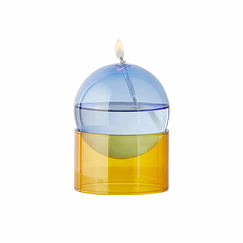 Standing Oil bubble, Low tube - Blue / yellow