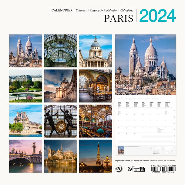 Calendrier 2024 Paris 30 x 30 cm Boutiques de Musées