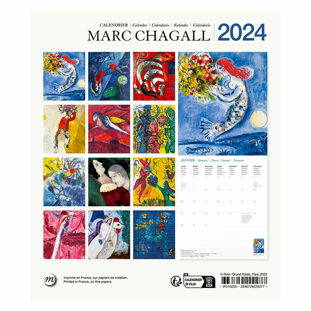 2025 Small Calendar - Marc Chagall - 15.5 x 18 cm | Boutiques de Musées