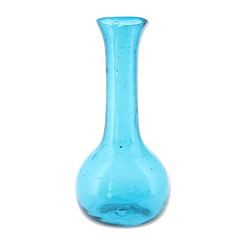 Turquoise blown glass single neck vase