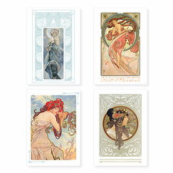 Lot de 10 cartes postales Alphonse Mucha - Reproductions de lithographies en couleurs - 14 x 20 cm