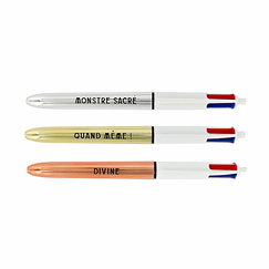 Stylo 4 couleurs brillant rose gold - Divine