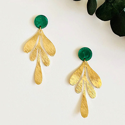 Boucles d'oreilles Feuille - Vert