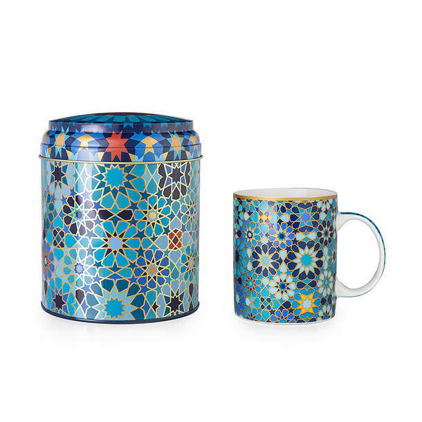 Tin Box with porcelain Mug Mashrabiya