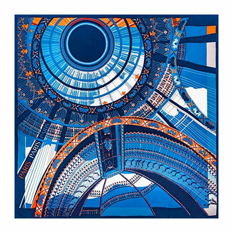 Scarf blue silk Grand Palais - Petrusse - 105x105cm