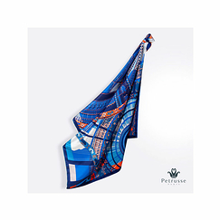 Scarf blue silk Grand Palais - Petrusse - 105x105cm