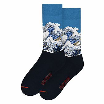 Katsushika Hokusai - Great Wave Socks - Blue