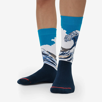 Katsushika Hokusai - Great Wave Socks - Blue