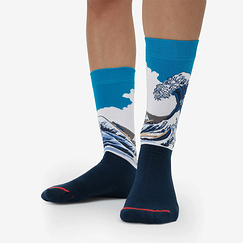 Katsushika Hokusai - Great Wave Socks - Blue