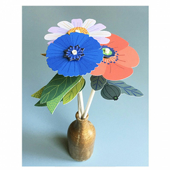 Creative Kit - 3 Flowers to create + 9 stickers - Mes fleurs des champs