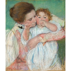 Mère et enfant sur fond vert (détail)