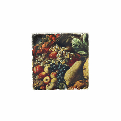 Dessous de verre en marbre Brueghel / Ruoppolo - Nature morte aux fruits et aux fleurs, 1680-1685