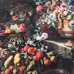 Lot de 2 sets de table Brueghel / Ruoppolo - Nature morte aux fruits et aux fleurs, 1680-1685 - 38x50 cm