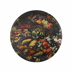 Tray Brueghel / Ruoppolo - Still life with fruit and flowers, 1680-1685 - Ø31cm