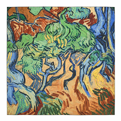 Silk twill scarf Vincent van Gogh - Tree roots - 90x90cm