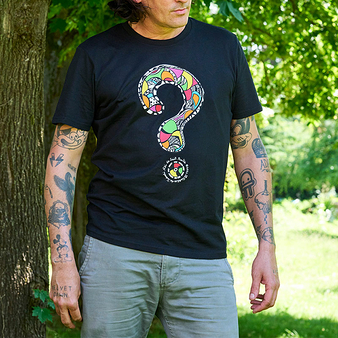 Black T-shirt for man Niki de Saint Phalle - Question mark