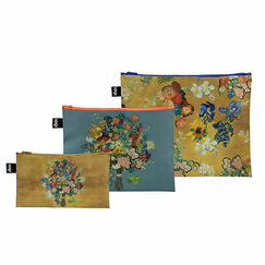 Set of 3 Zip pockets Vincent van Gogh - Flowers - Loqi