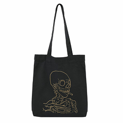 Sac Vincent van Gogh - Crâne de squelette fumant une cigarette - 38x36cm