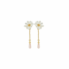 Boucles d'oreilles pendantes Clips Fleur Blanche Berthe Morisot - Les Néréides X musée d'Orsay