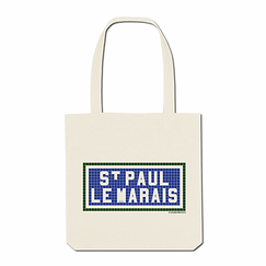 Tote Bag Printed St Paul le Marais - Ecru