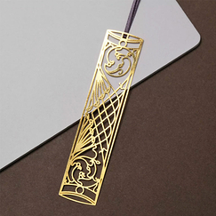 Marque-page en métal avec ruban - Art nouveau arabesque - tout simplement,